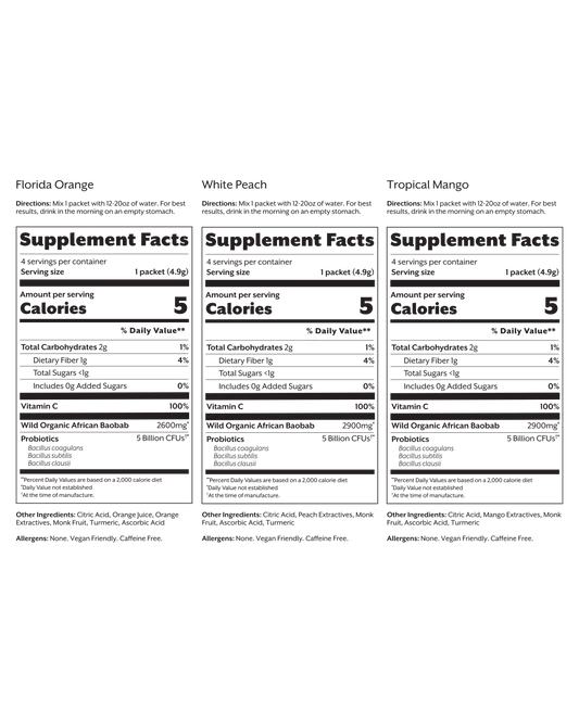 Debloat: Prebiotic + Probiotic Variety Pack - Orange, Peach, Mango